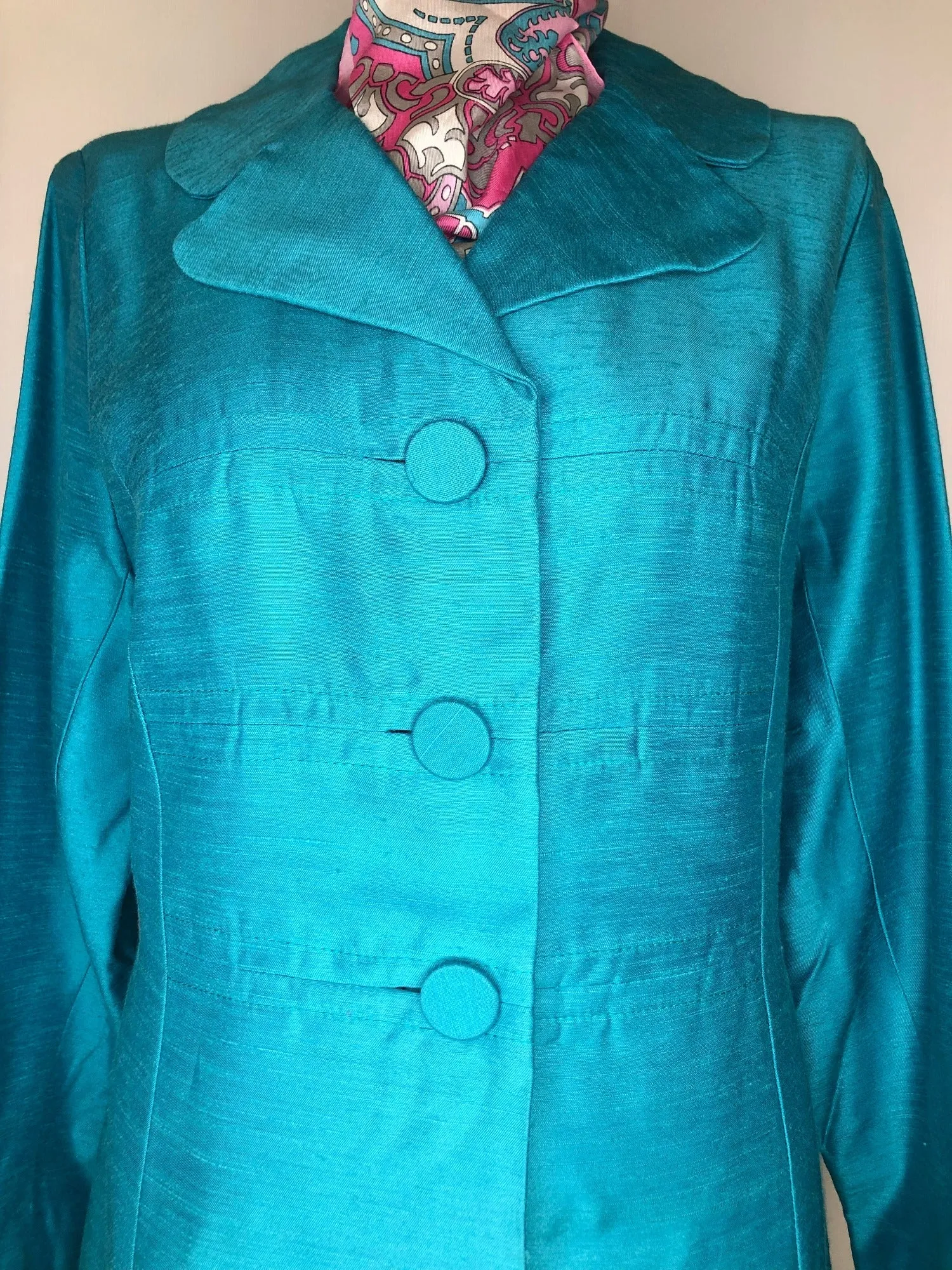 1960s Long Length Coat in Blue - Size UK 16