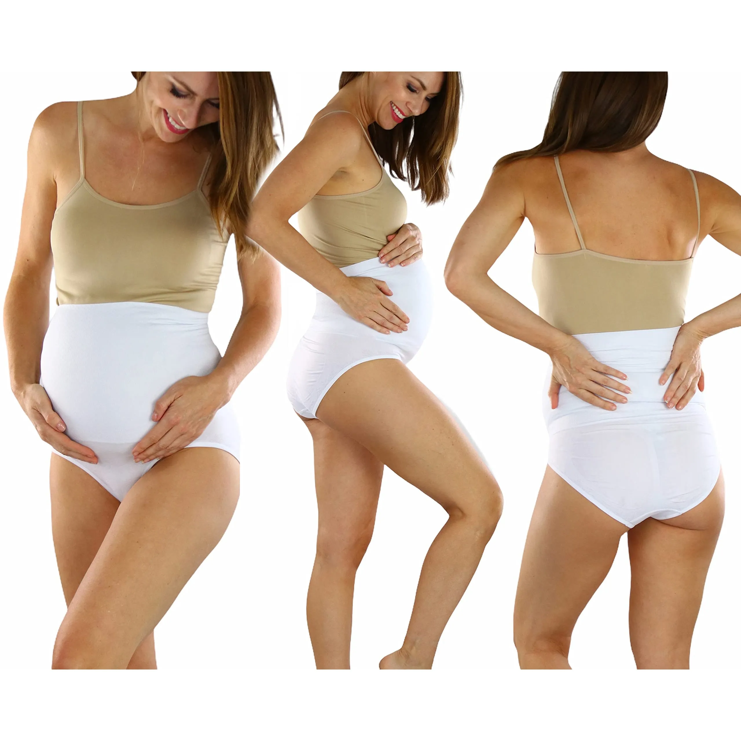 3-Pack: ToBeInStyle Women's High Waist Over The Bump Maternity Underwear