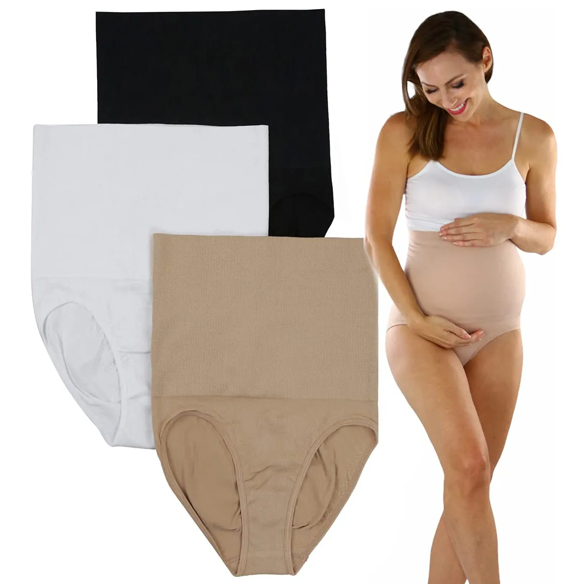 3-Pack: ToBeInStyle Women's High Waist Over The Bump Maternity Underwear
