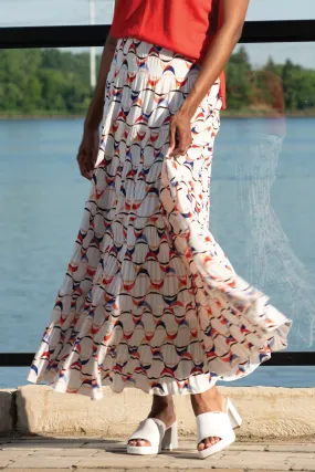 Alison Sheri Skirt Tiered Midi Coral Print A45407