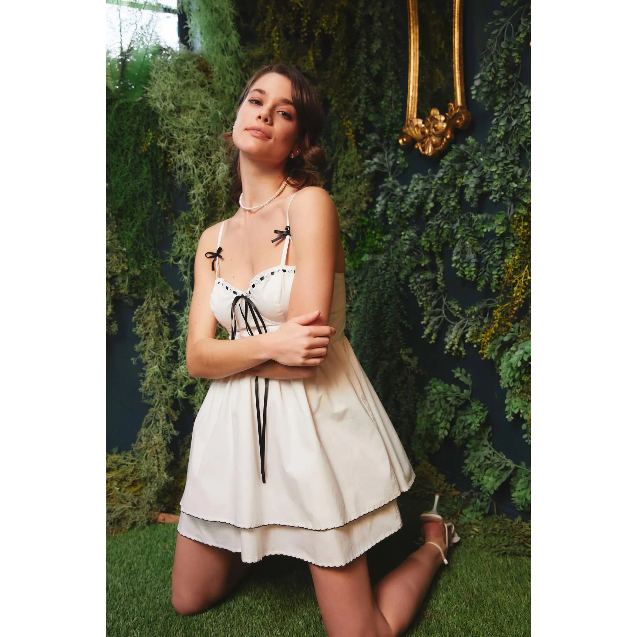 Allie Bow Tie Ivory Dress