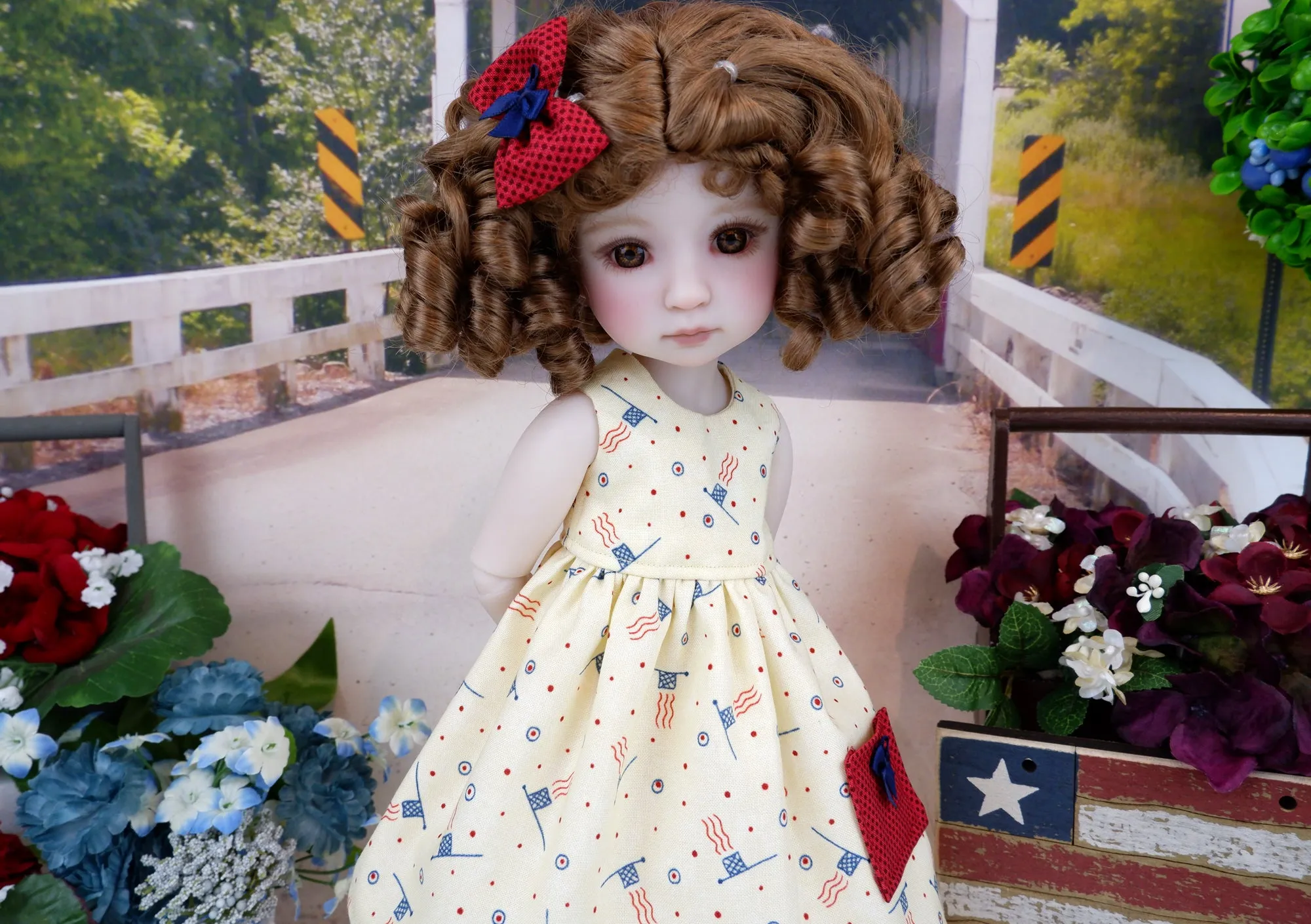 American Flag - dress with sweater & boots for Ruby Red Fashion Friends doll