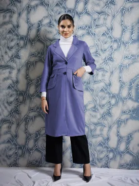 Athena Single-Breasted Notched Lapel Suede Coat With Belt