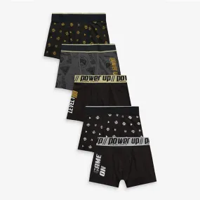 Black /Gold Gamer 5 Pack Trunks (2-12yrs)