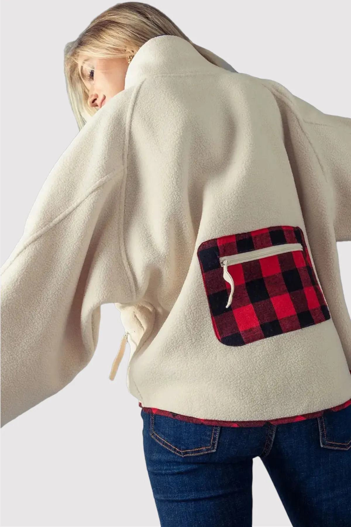 Buffalo Plaid Fleece Oversized Jacket