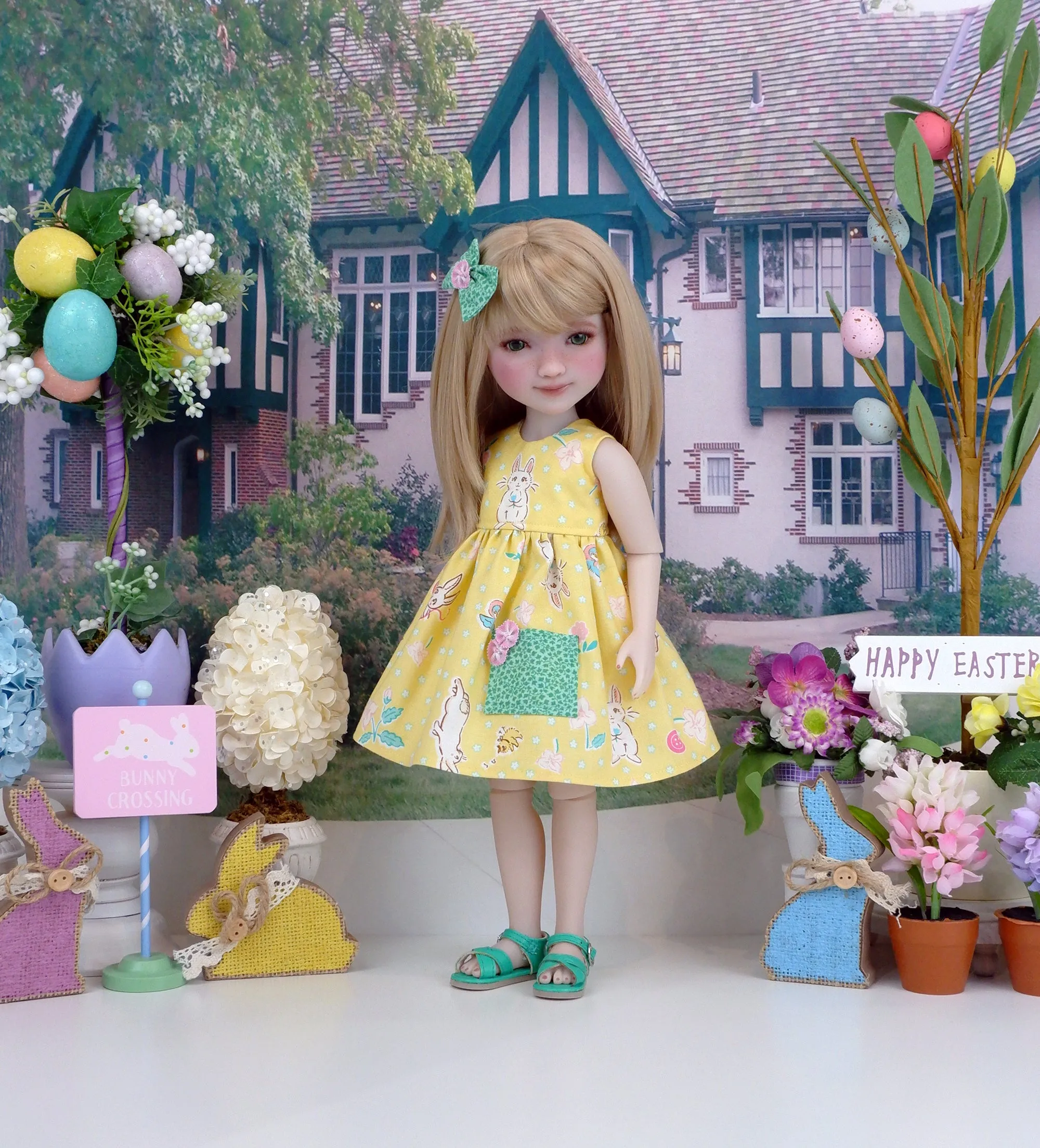 Bunnies & Blossoms - dress with sandals for Ruby Red Fashion Friends doll