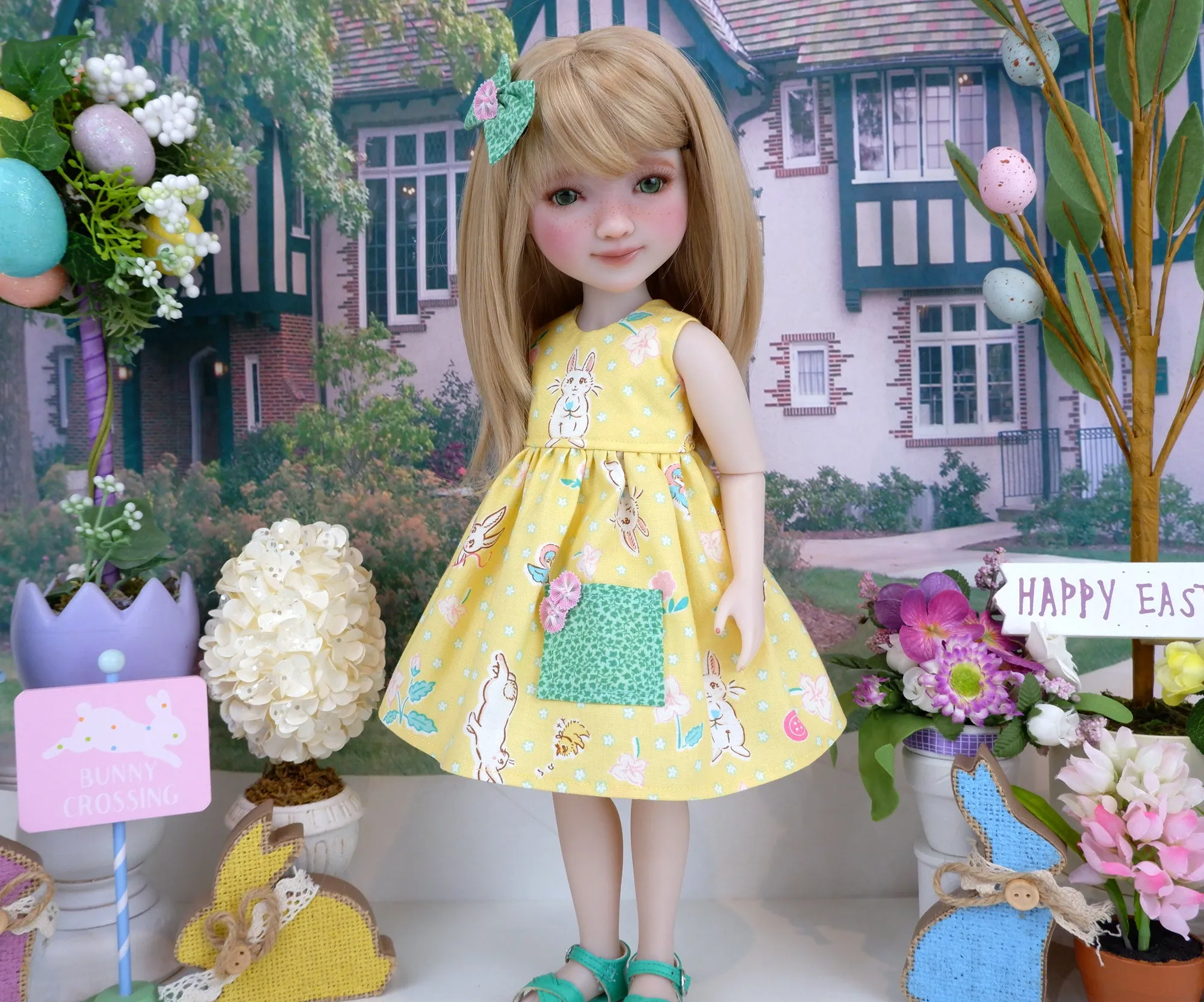 Bunnies & Blossoms - dress with sandals for Ruby Red Fashion Friends doll