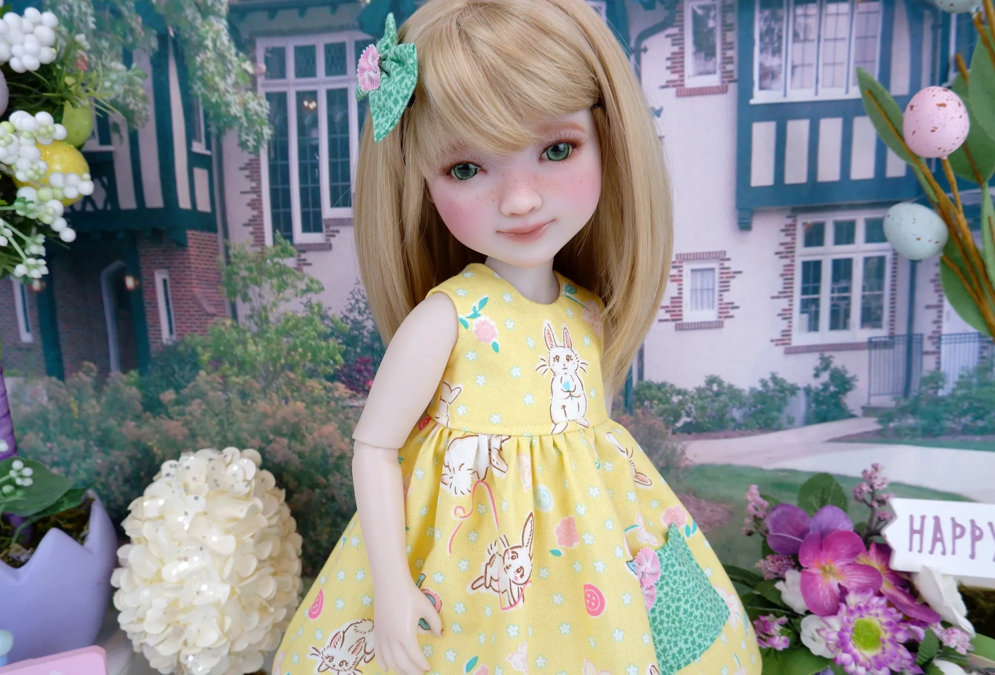 Bunnies & Blossoms - dress with sandals for Ruby Red Fashion Friends doll