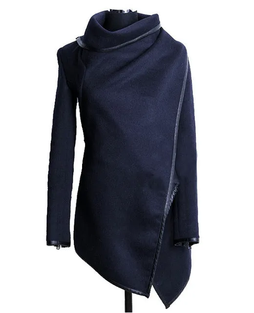 Casaco Feminino 2015 New Fashion Women Asymmetric Trench Women Winter Woolen Overcoat Woolen Coat 5 Colors Free Shipping