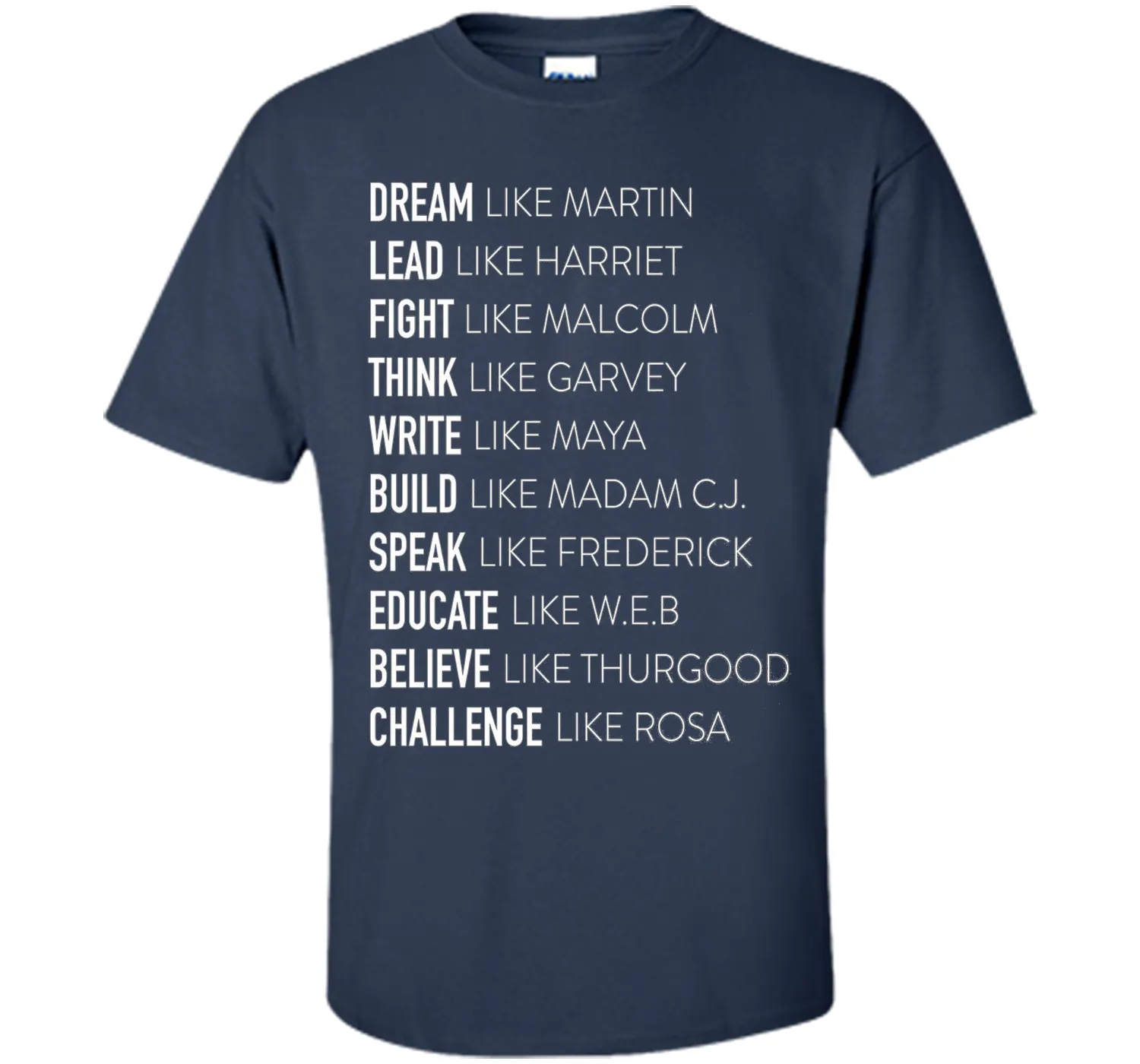 Dream Lead Fight Think Write Build Speak Educate T shirt