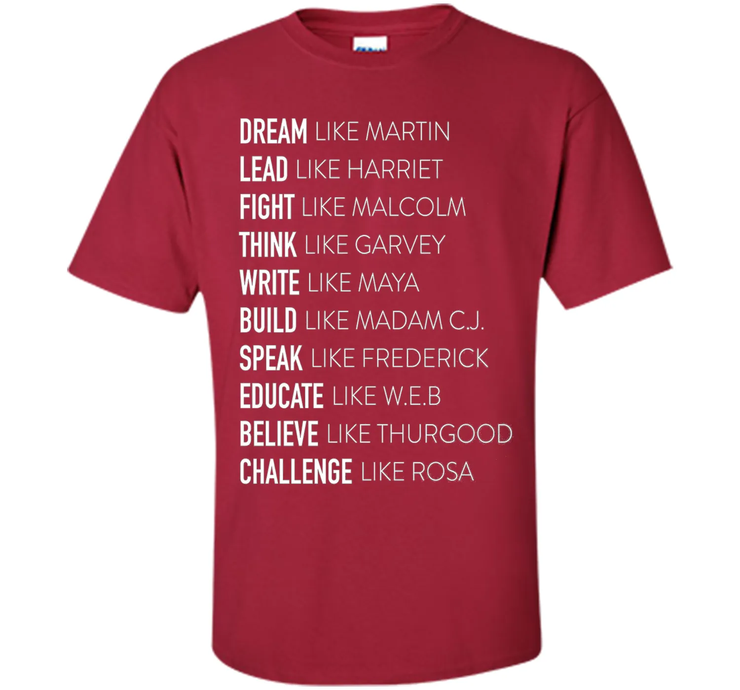 Dream Lead Fight Think Write Build Speak Educate T shirt