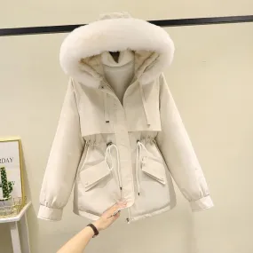 Fluffy Hooded Plain Puffer Jacket