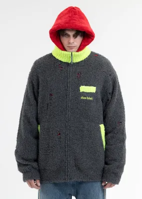 GREY FLEECE KNIT BLOUSON