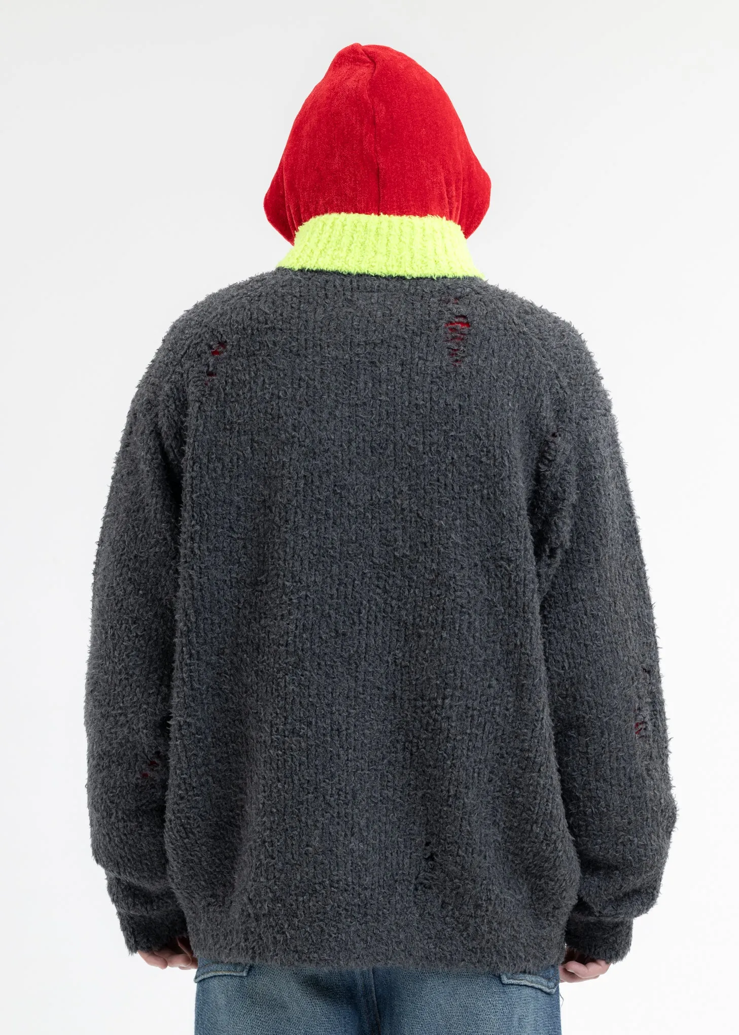GREY FLEECE KNIT BLOUSON