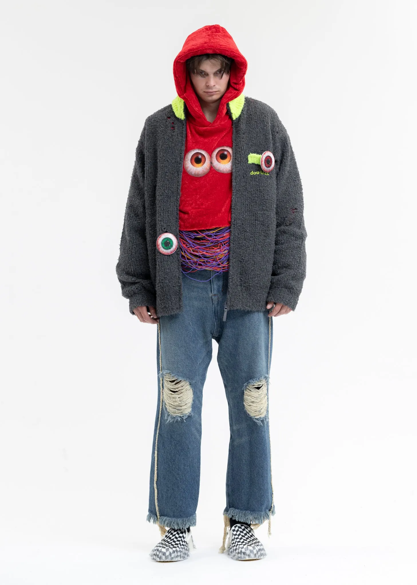 GREY FLEECE KNIT BLOUSON
