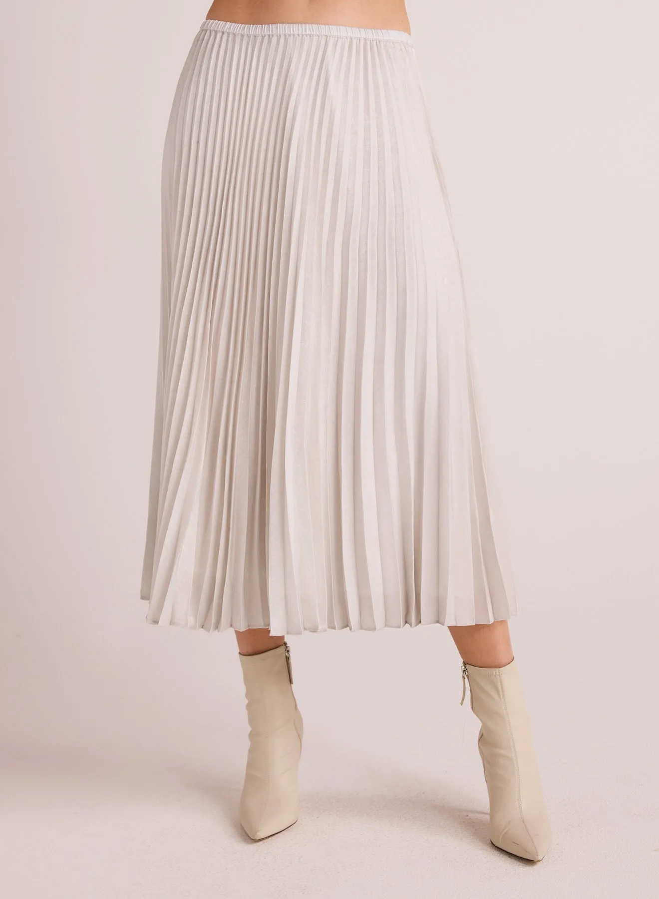 Hand Pleated Midi Skirt - Metallic Opal