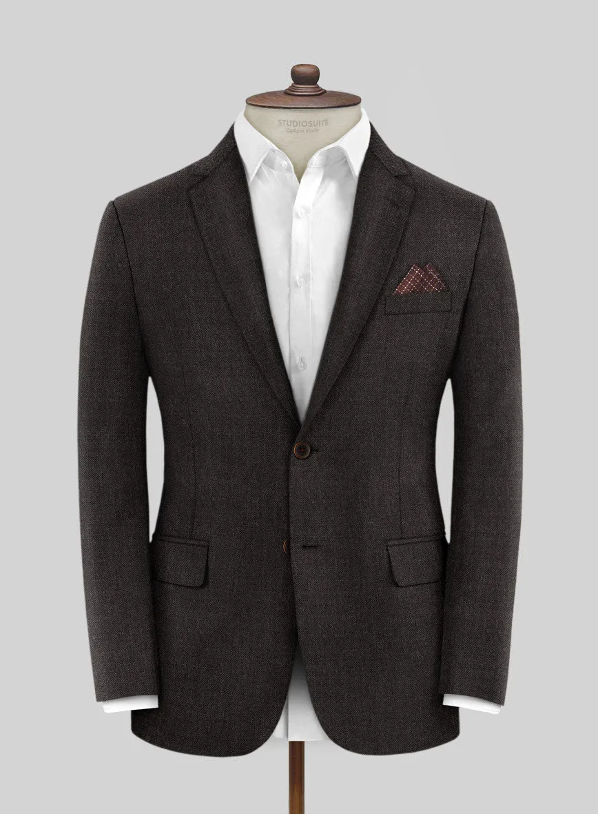 Hardy Minnis Dark Brown Sharkskin Wool Jacket
