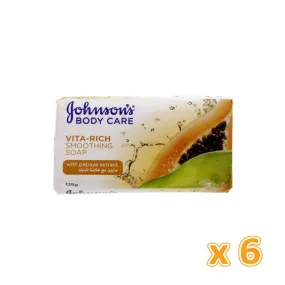Johnson's Body Care Vita-Rich Brightening Soap - Papayas Extract (6 X 125 gm)