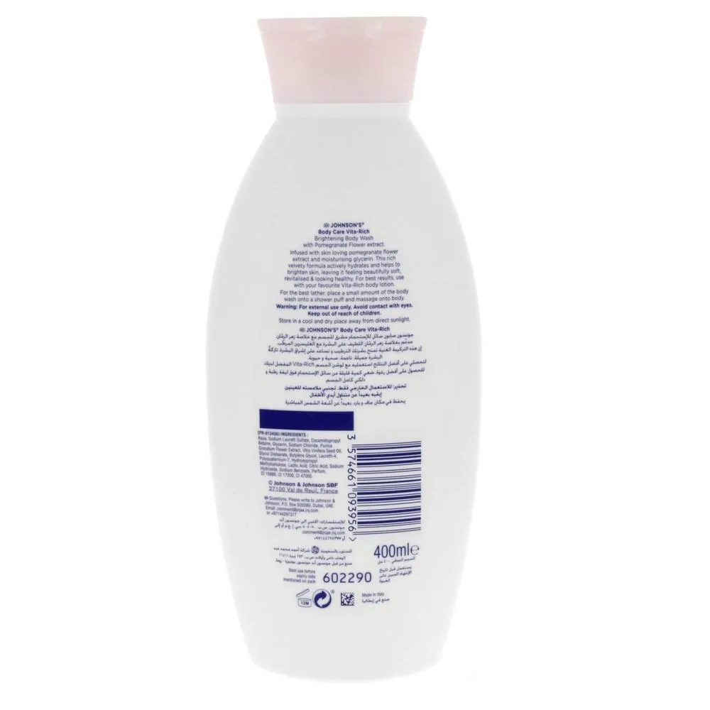 Johnson's Body Care Vita Rich Smoothing Body Wash With Pomegranate (2 x 400 ml)