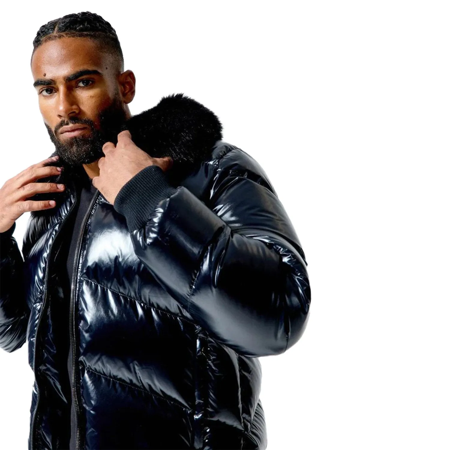 Jordan Craig Shiny Men's Puffer Jacket Black