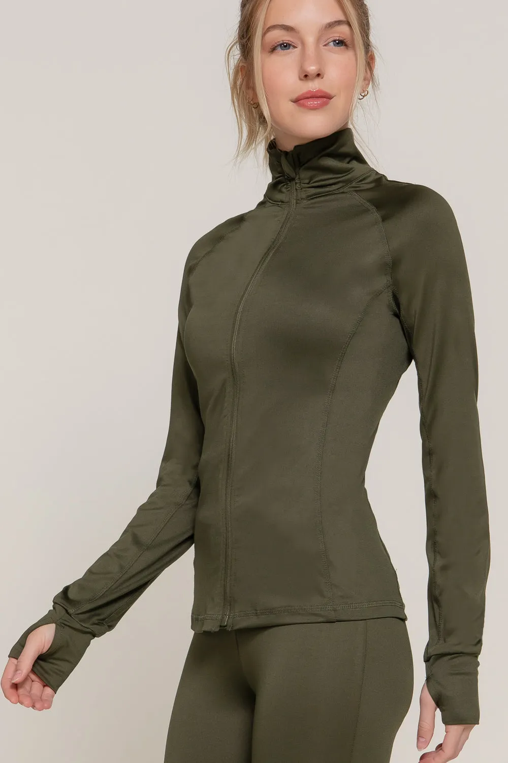 Khanomak Women's Long Sleeve Zip Up Athletic Wear Sweater Work Out Jacket