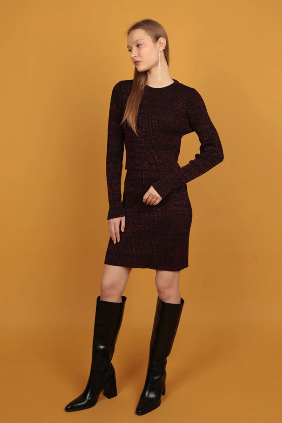 KKT Glitter Knitwear Women's Skirt-Red - Rohnert Park