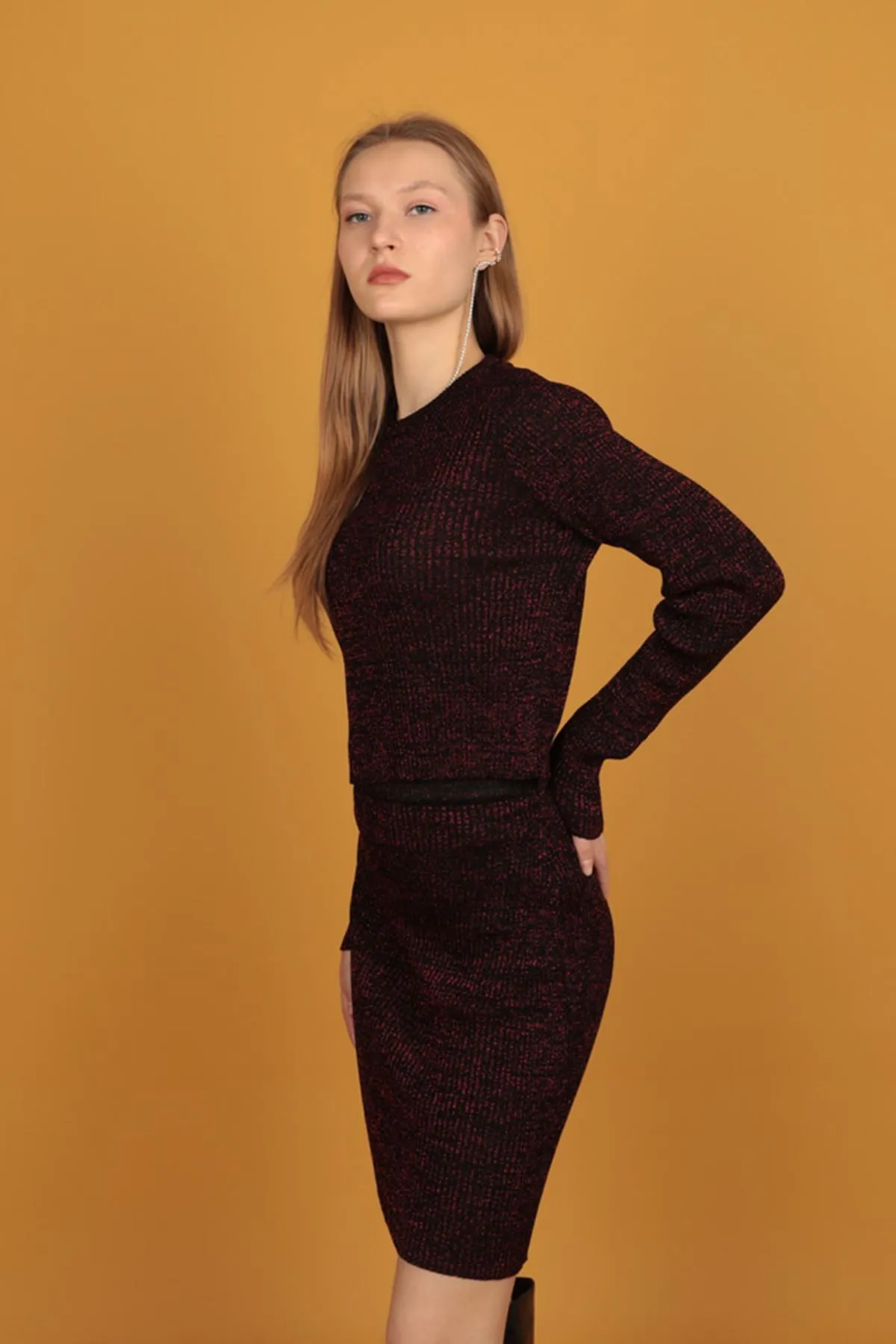 KKT Glitter Knitwear Women's Skirt-Red - Rohnert Park