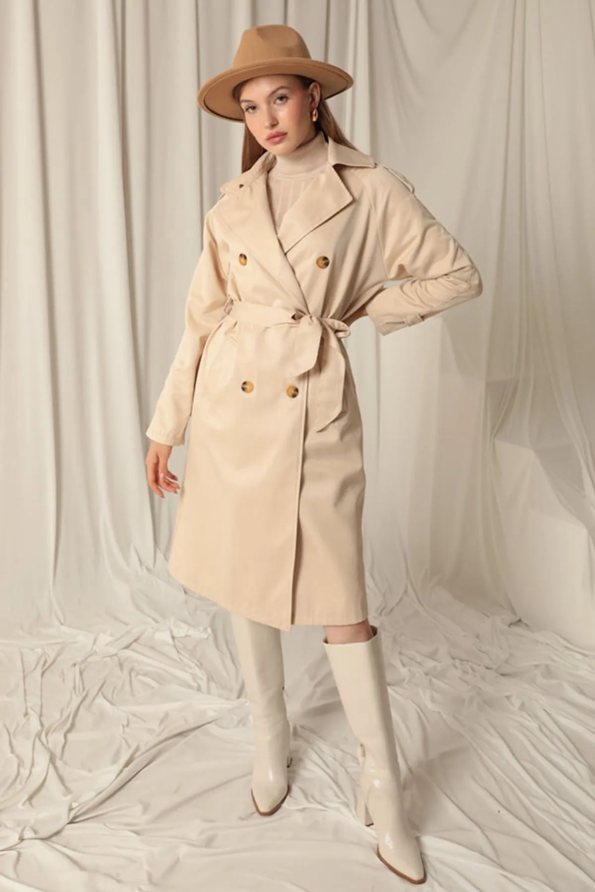KKT Torino Fabric Waterproof Lined Women's Beige Trench Coat - Mörfelden-Walldorf