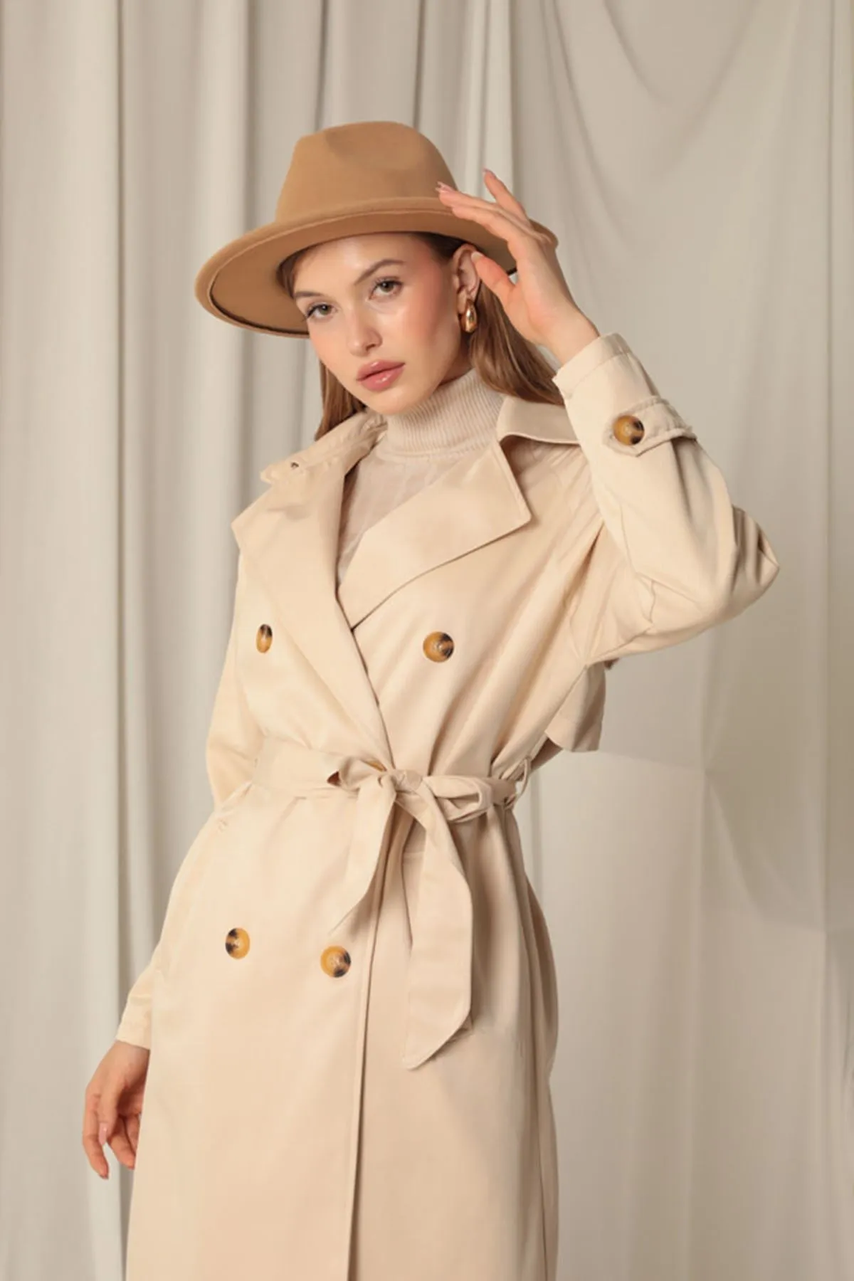 KKT Torino Fabric Waterproof Lined Women's Beige Trench Coat - Mörfelden-Walldorf