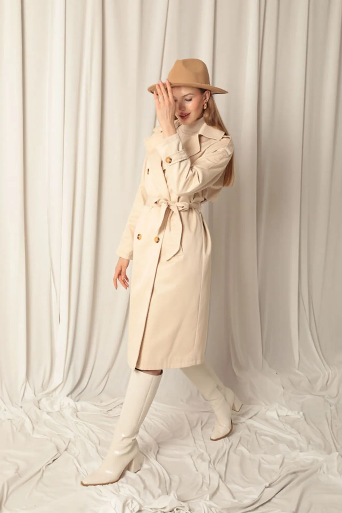 KKT Torino Fabric Waterproof Lined Women's Beige Trench Coat - Mörfelden-Walldorf