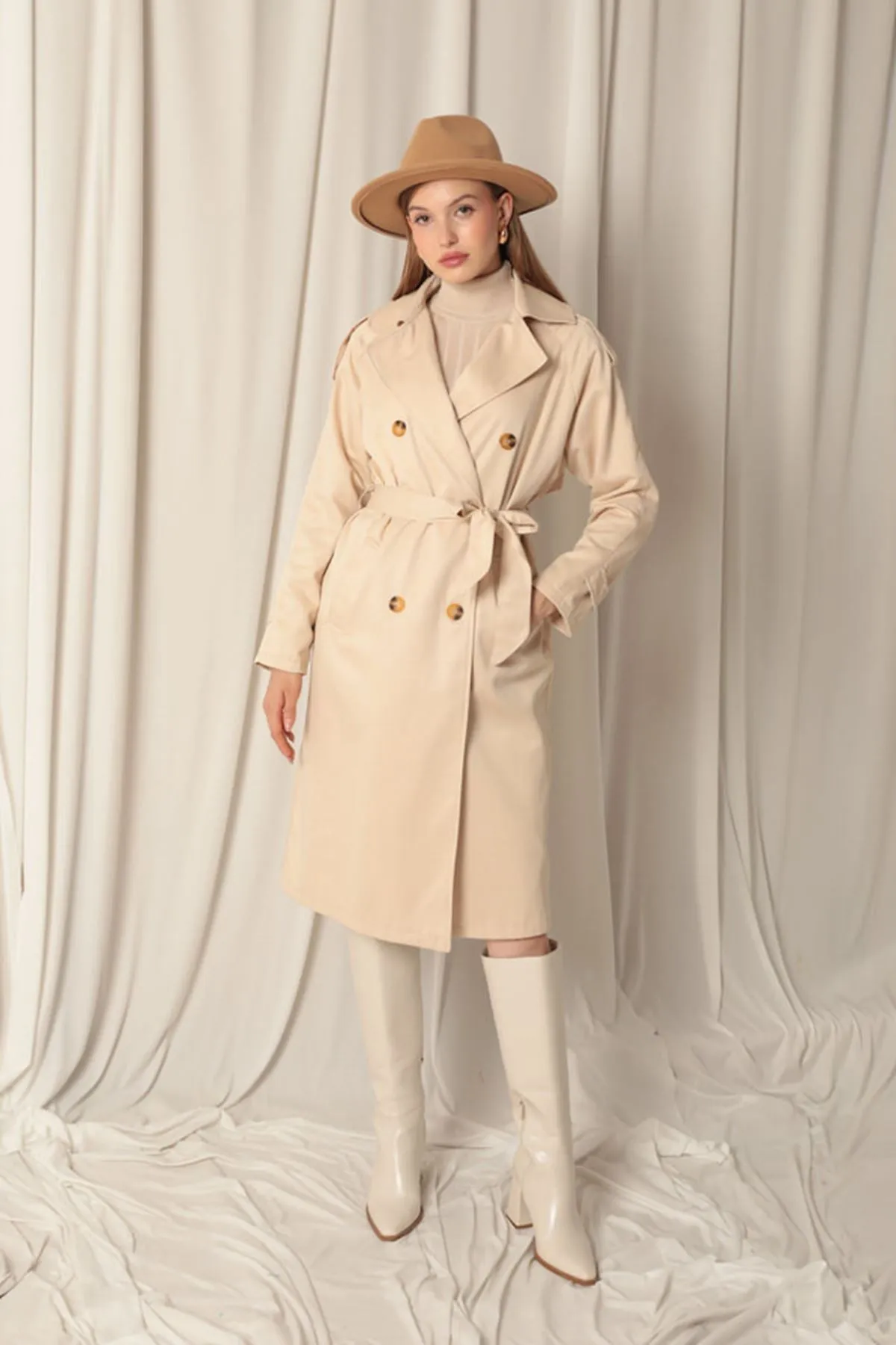 KKT Torino Fabric Waterproof Lined Women's Beige Trench Coat - Mörfelden-Walldorf