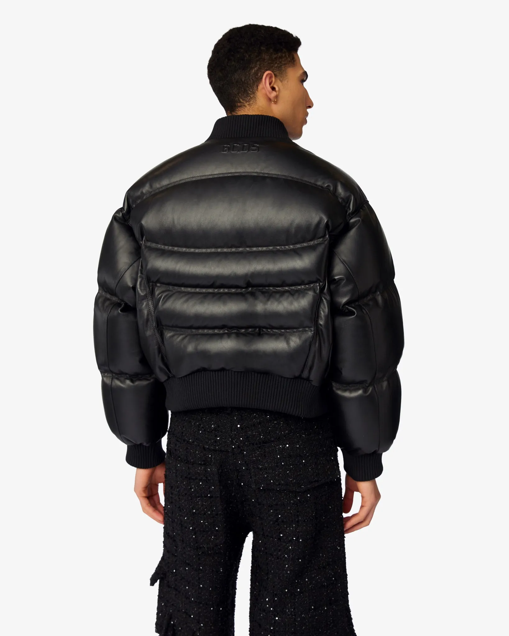 Leather Puffer Bomber