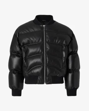 Leather Puffer Bomber