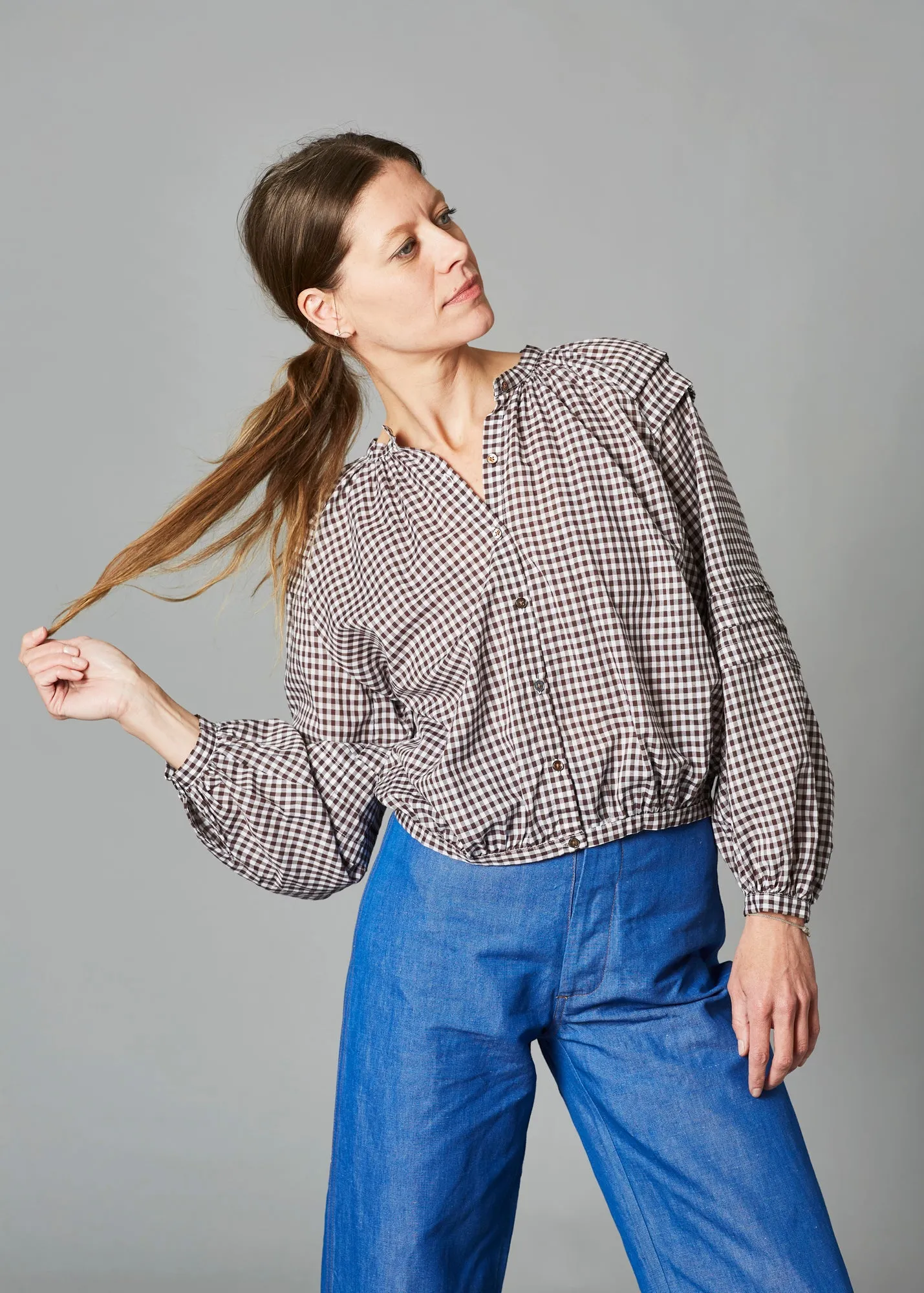 Leo Top - Brown Gingham