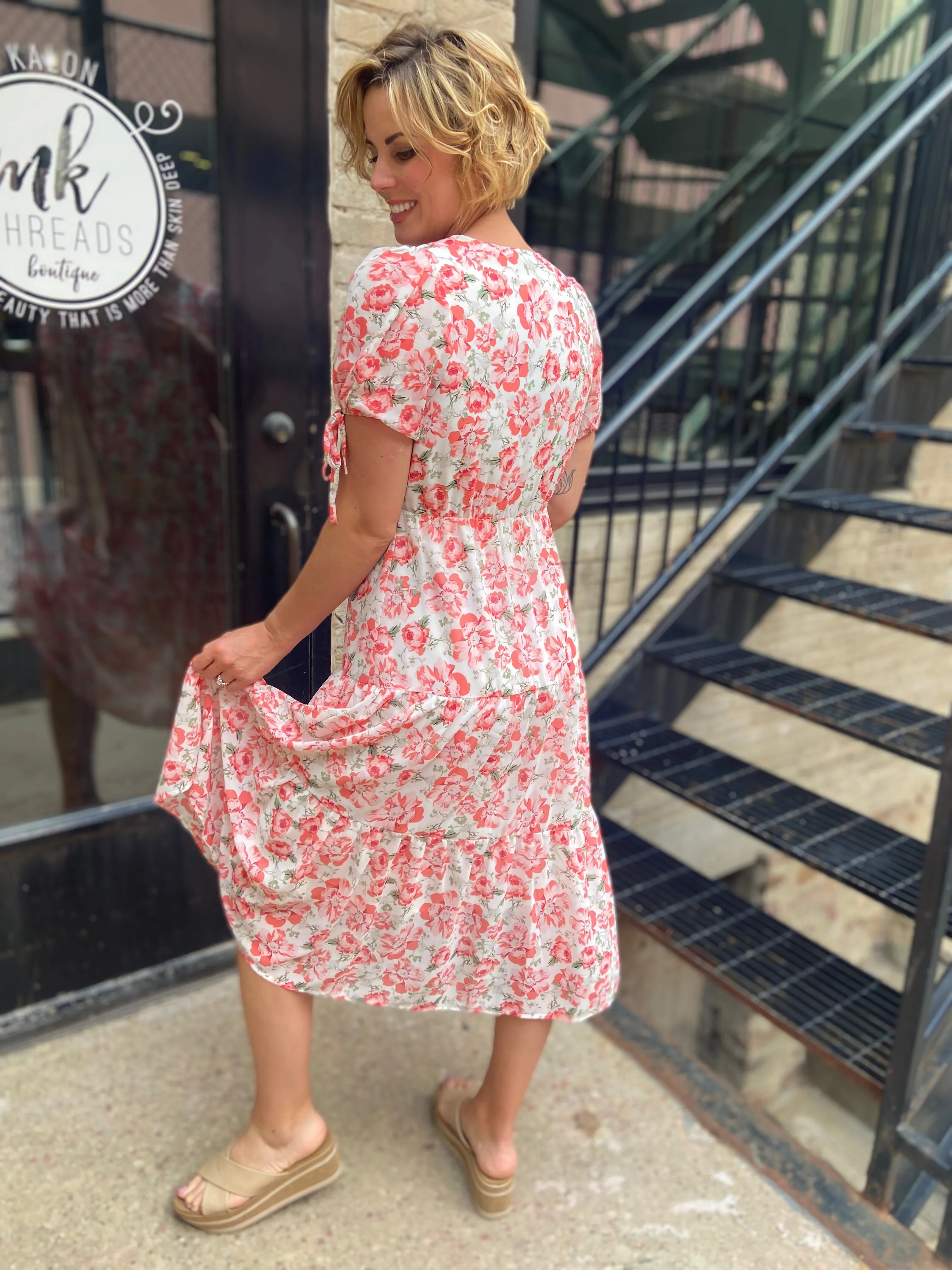 Mary Floral Tiered Midi Dress