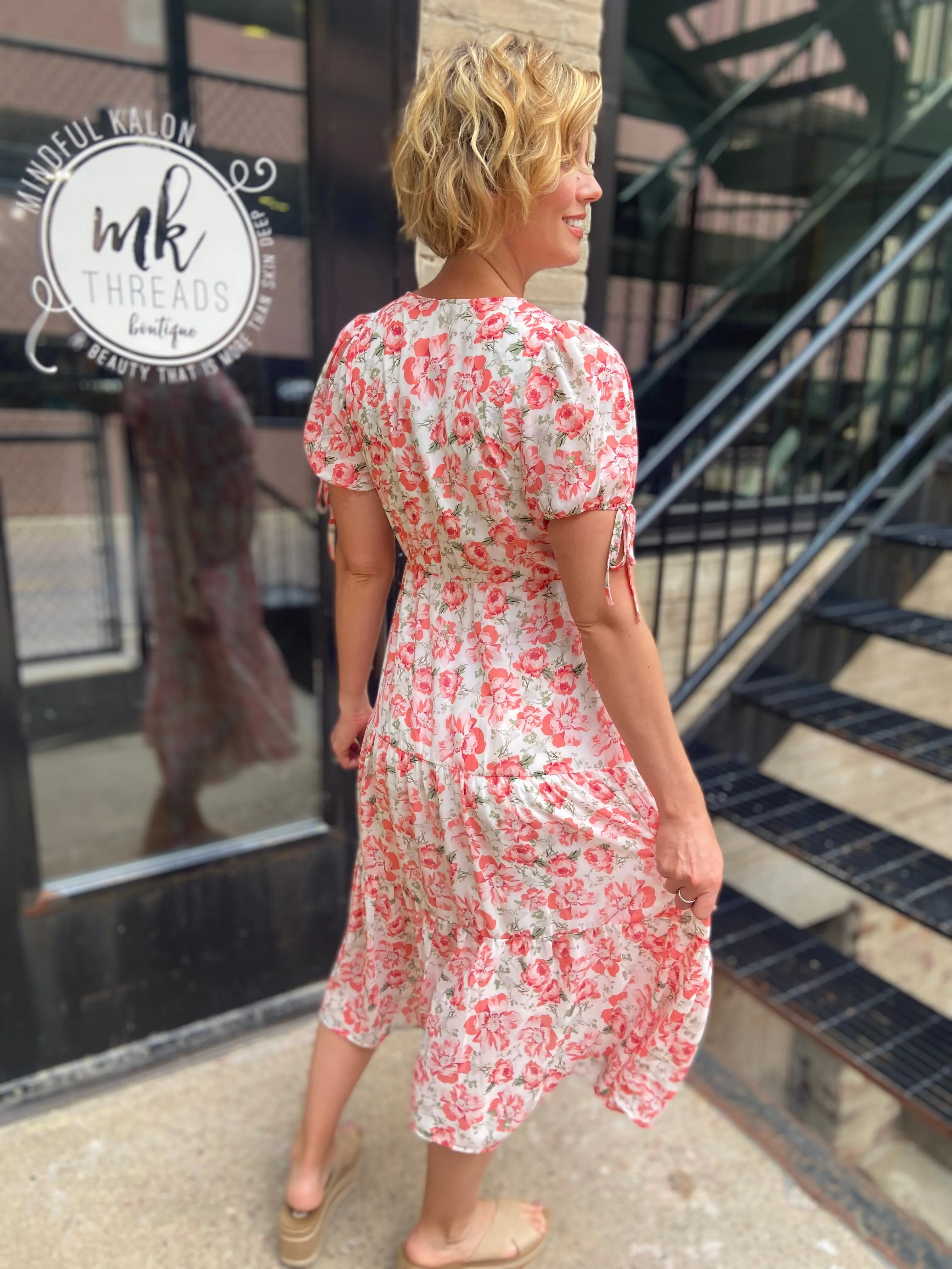 Mary Floral Tiered Midi Dress