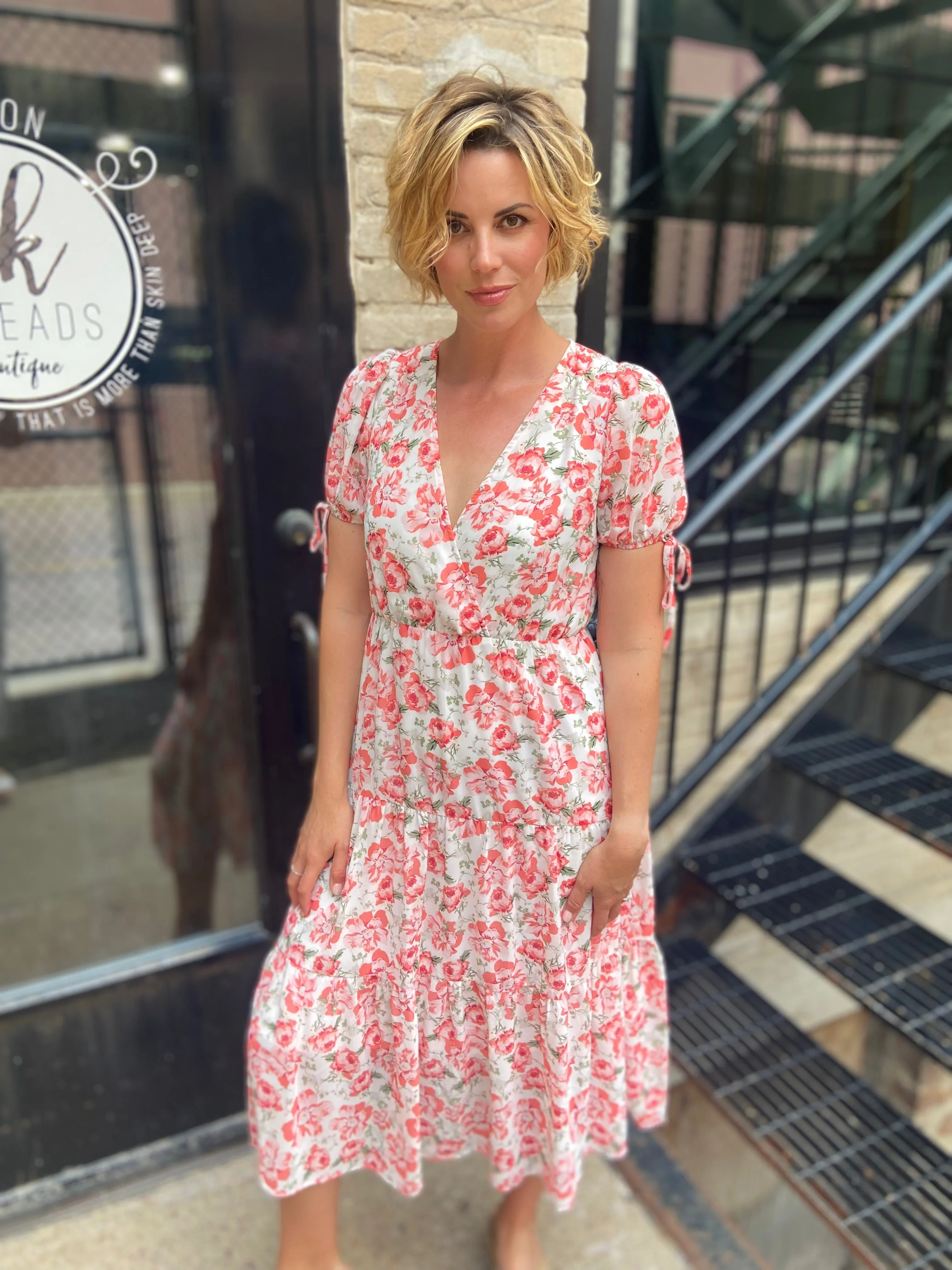 Mary Floral Tiered Midi Dress