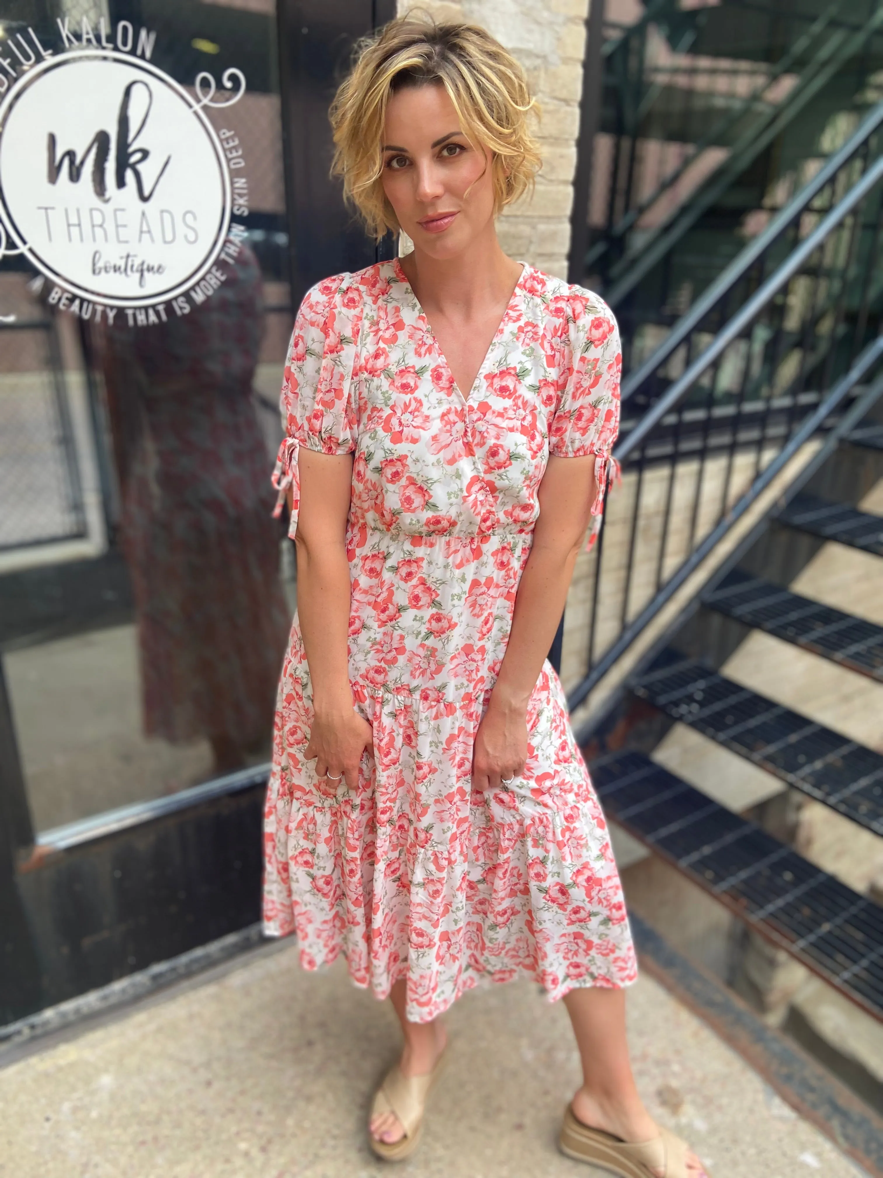 Mary Floral Tiered Midi Dress
