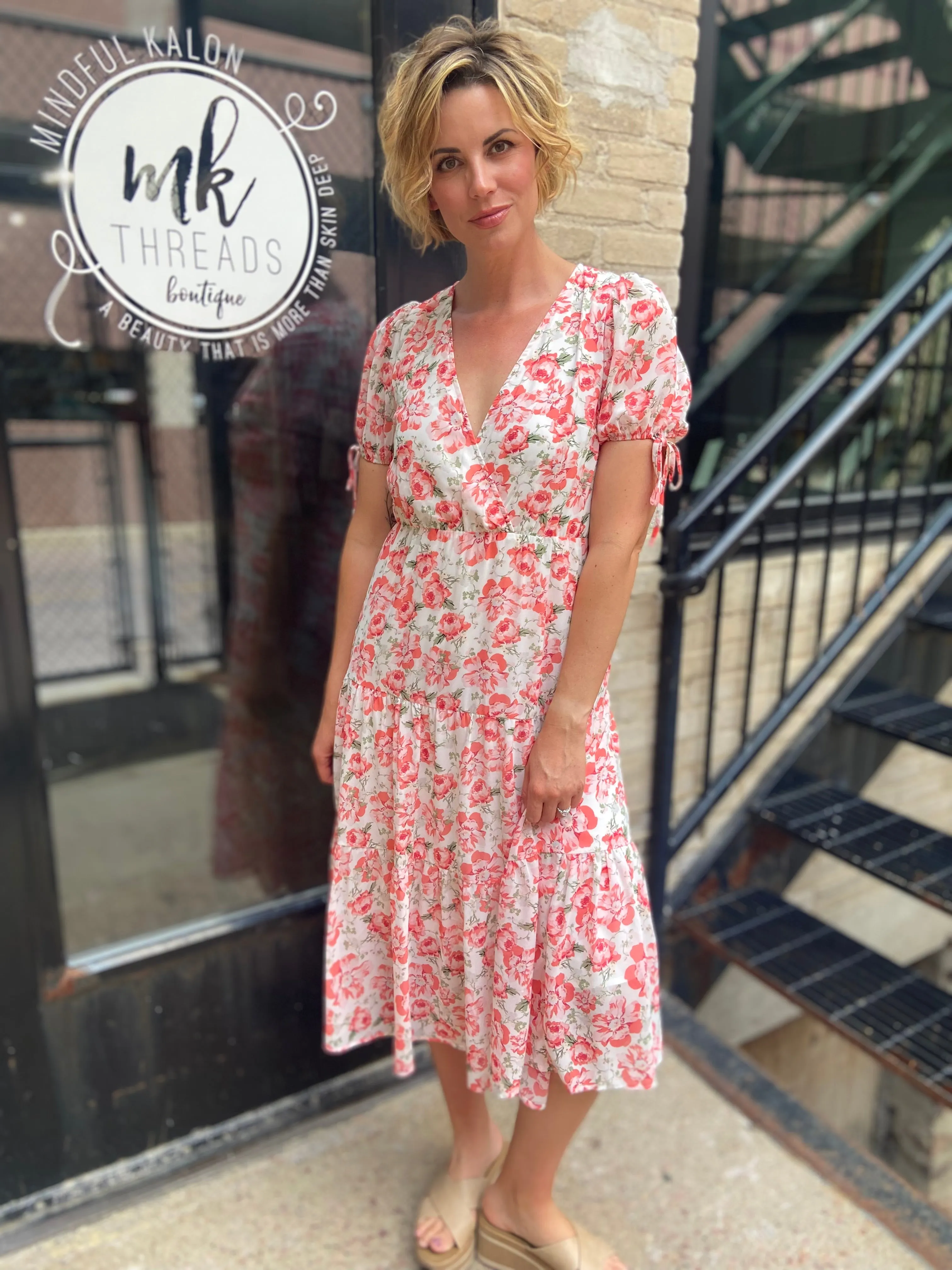 Mary Floral Tiered Midi Dress