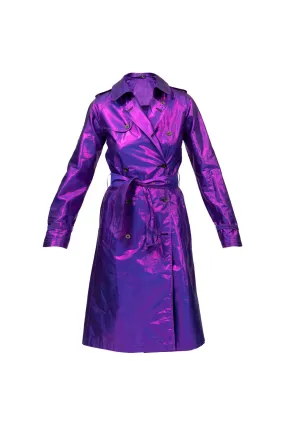 Metallic Silk Trench - Purple