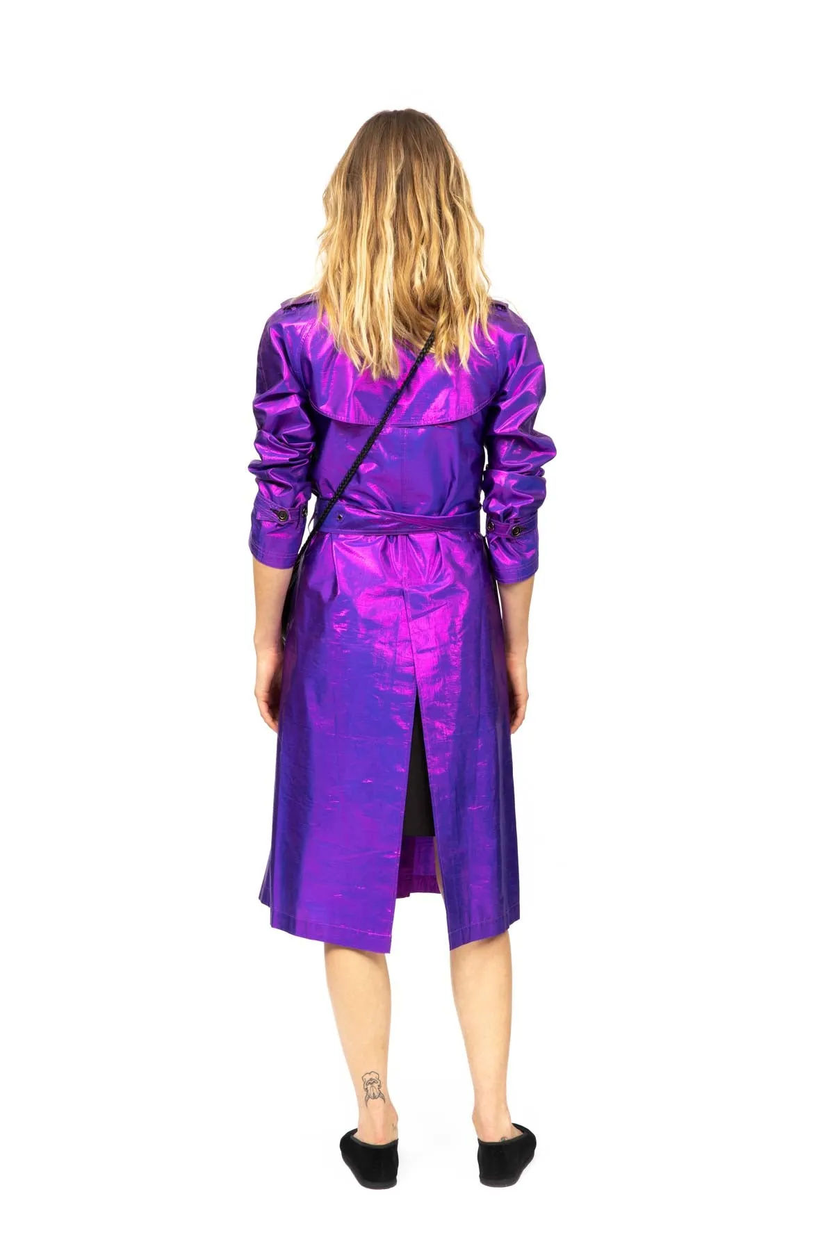 Metallic Silk Trench - Purple
