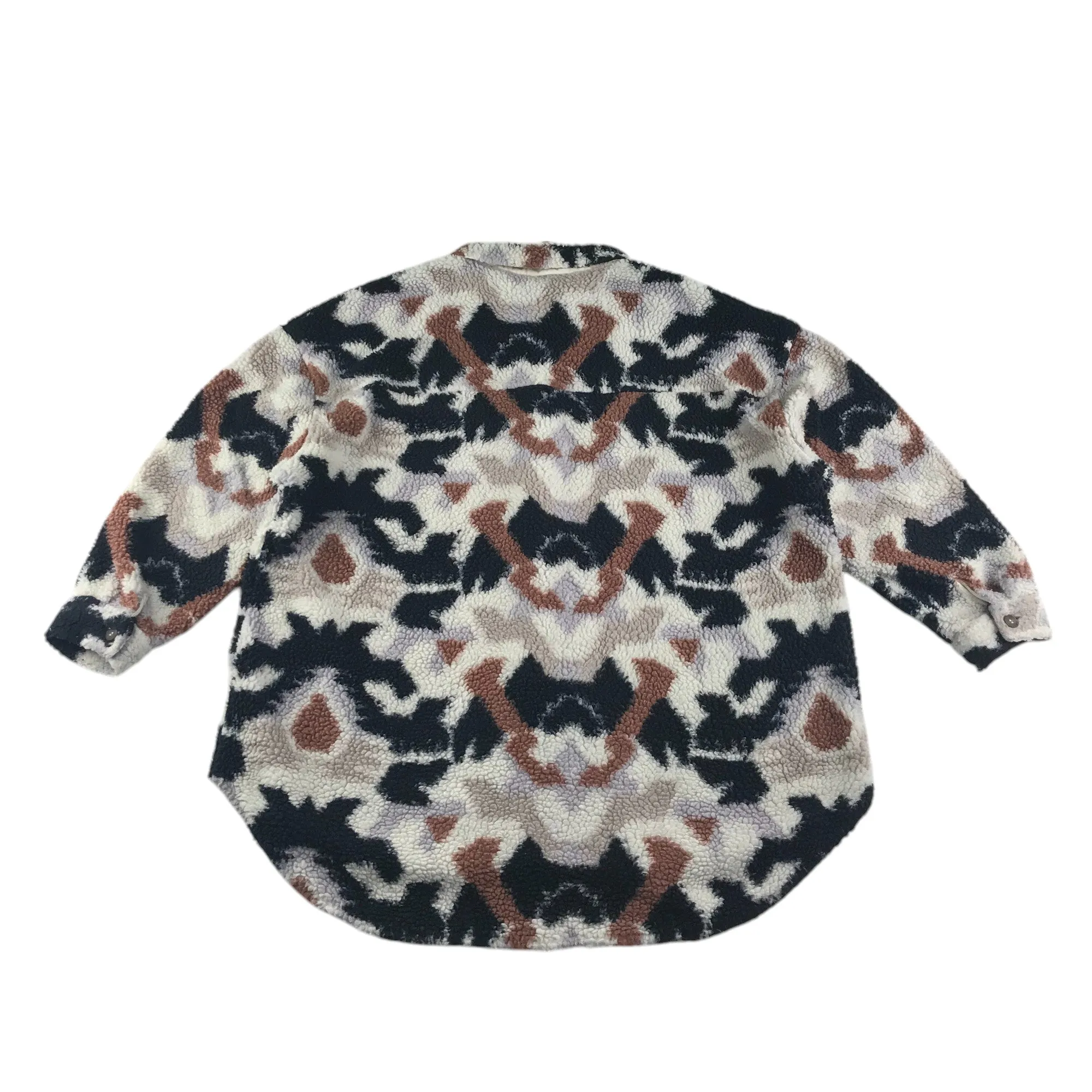 NEXT fleece jacket 14 years black brown white graphic pattern oversized