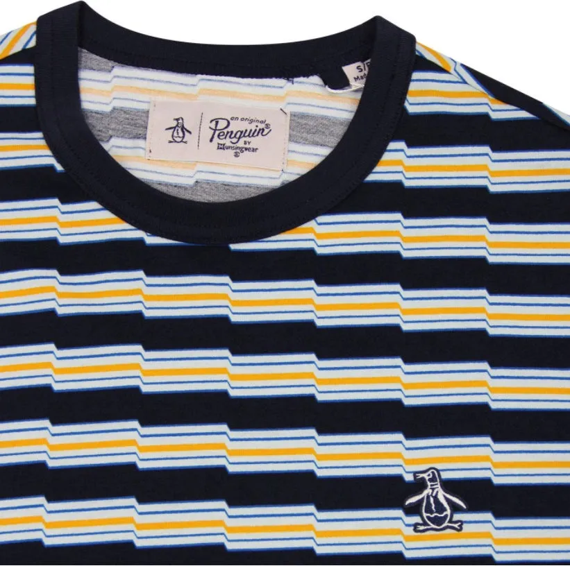 Original Penguin Retro Zig Zag Stripe T-Shirt - Dark Sapphire
