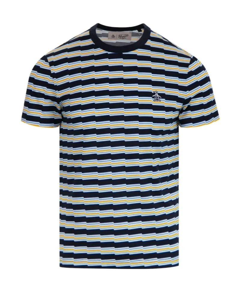 Original Penguin Retro Zig Zag Stripe T-Shirt - Dark Sapphire