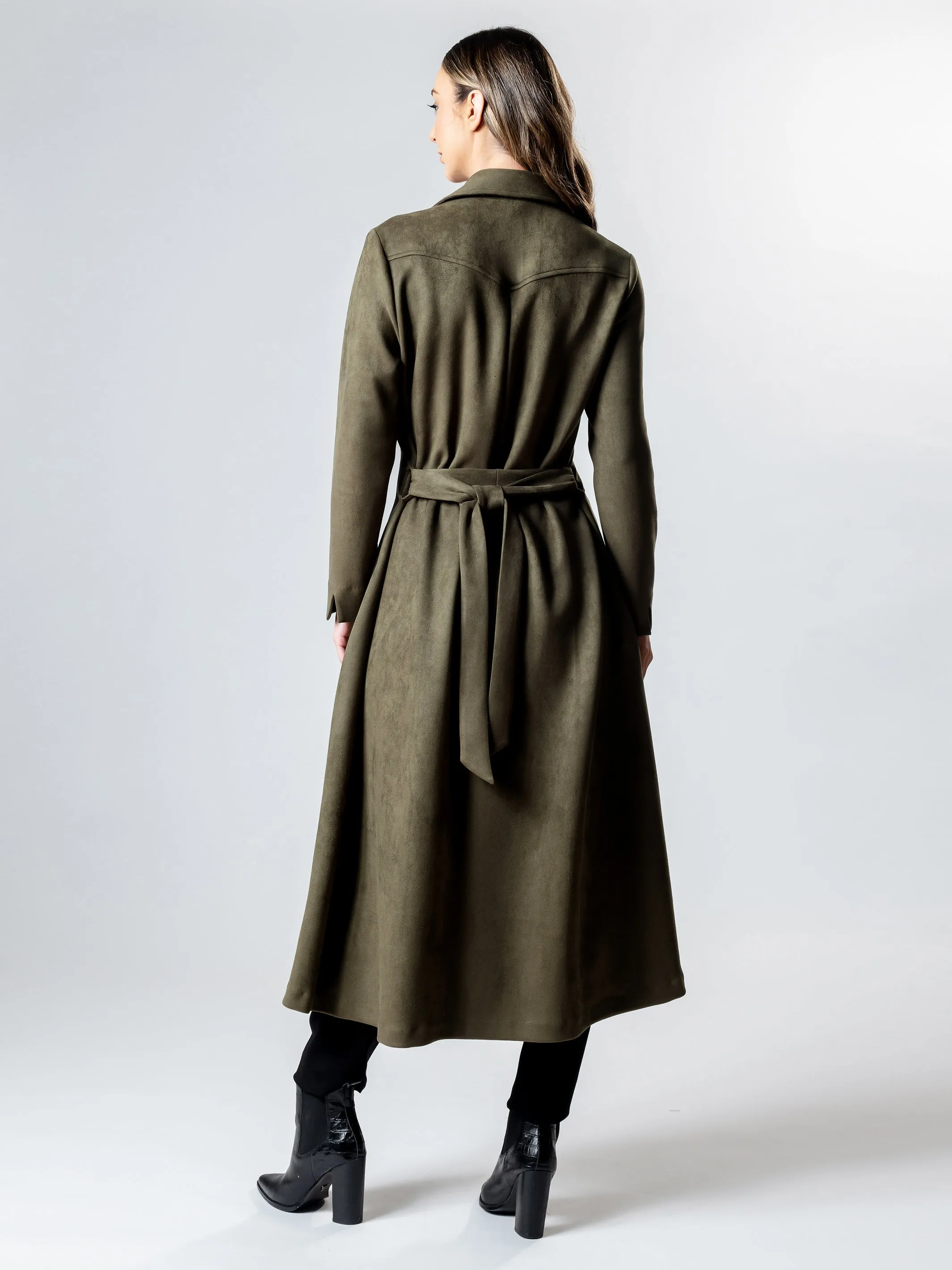 OXFORD Long-Line Suedette Coat Dress