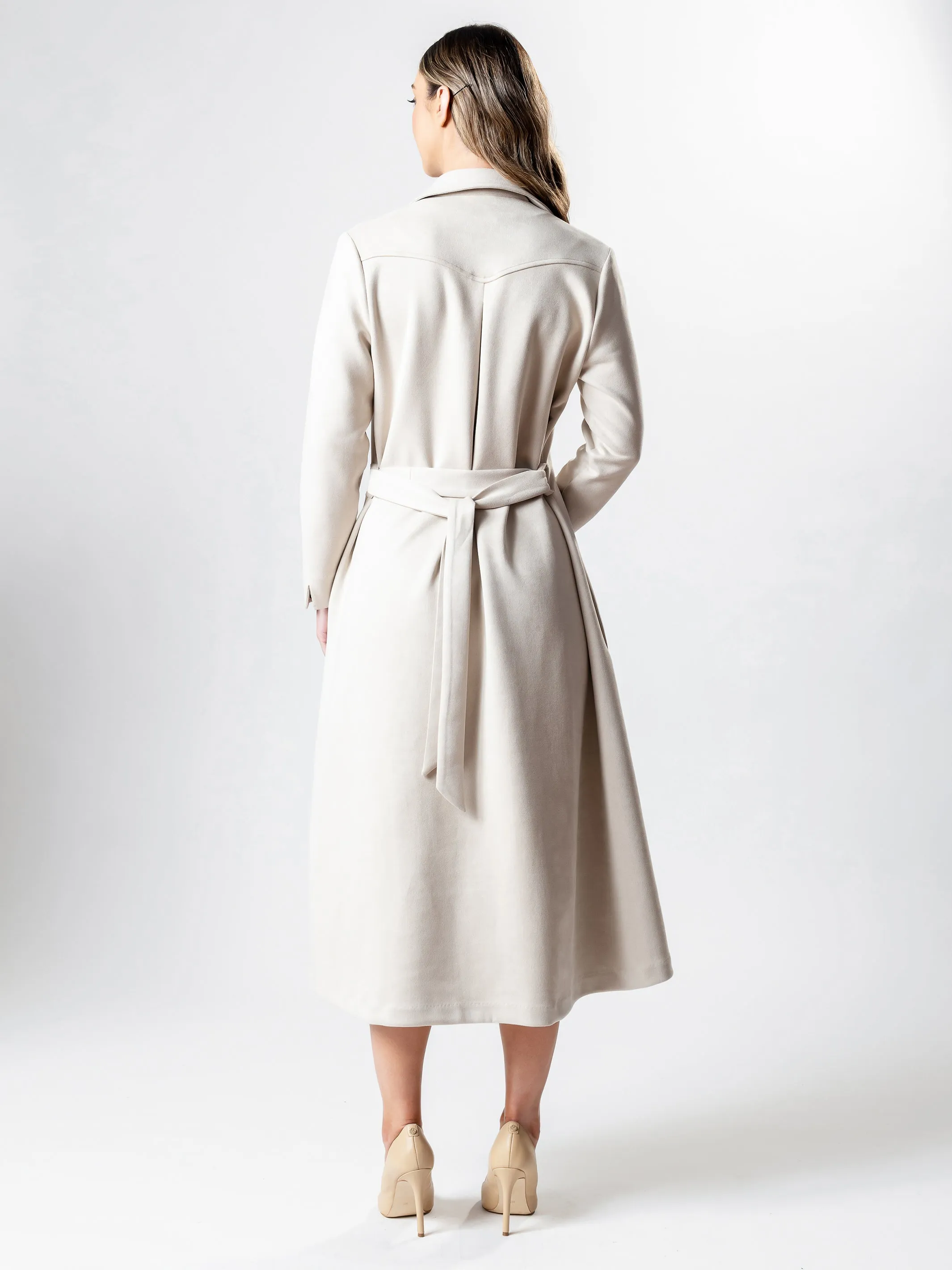 OXFORD Long-Line Suedette Coat Dress