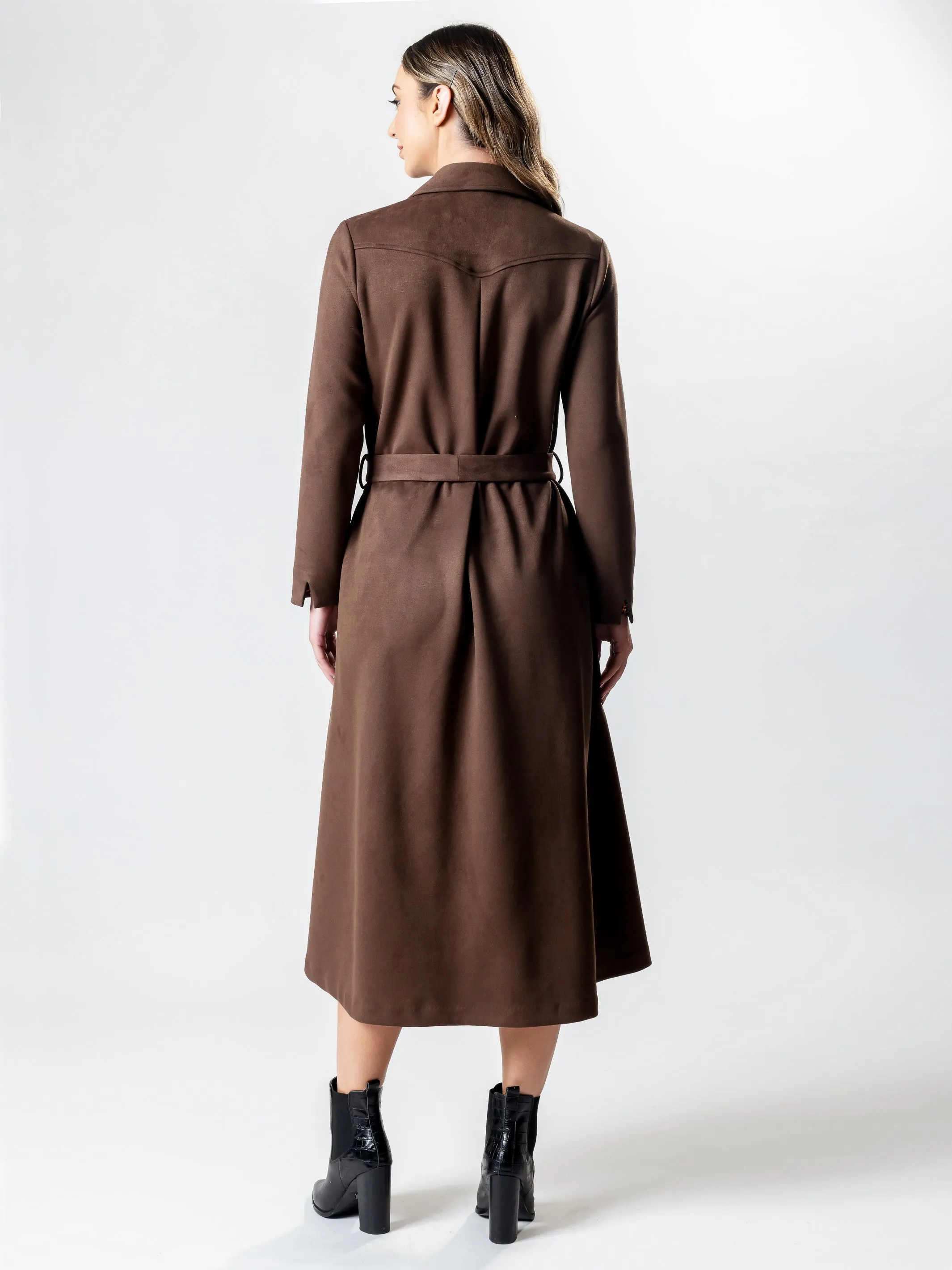 OXFORD Long-Line Suedette Coat Dress