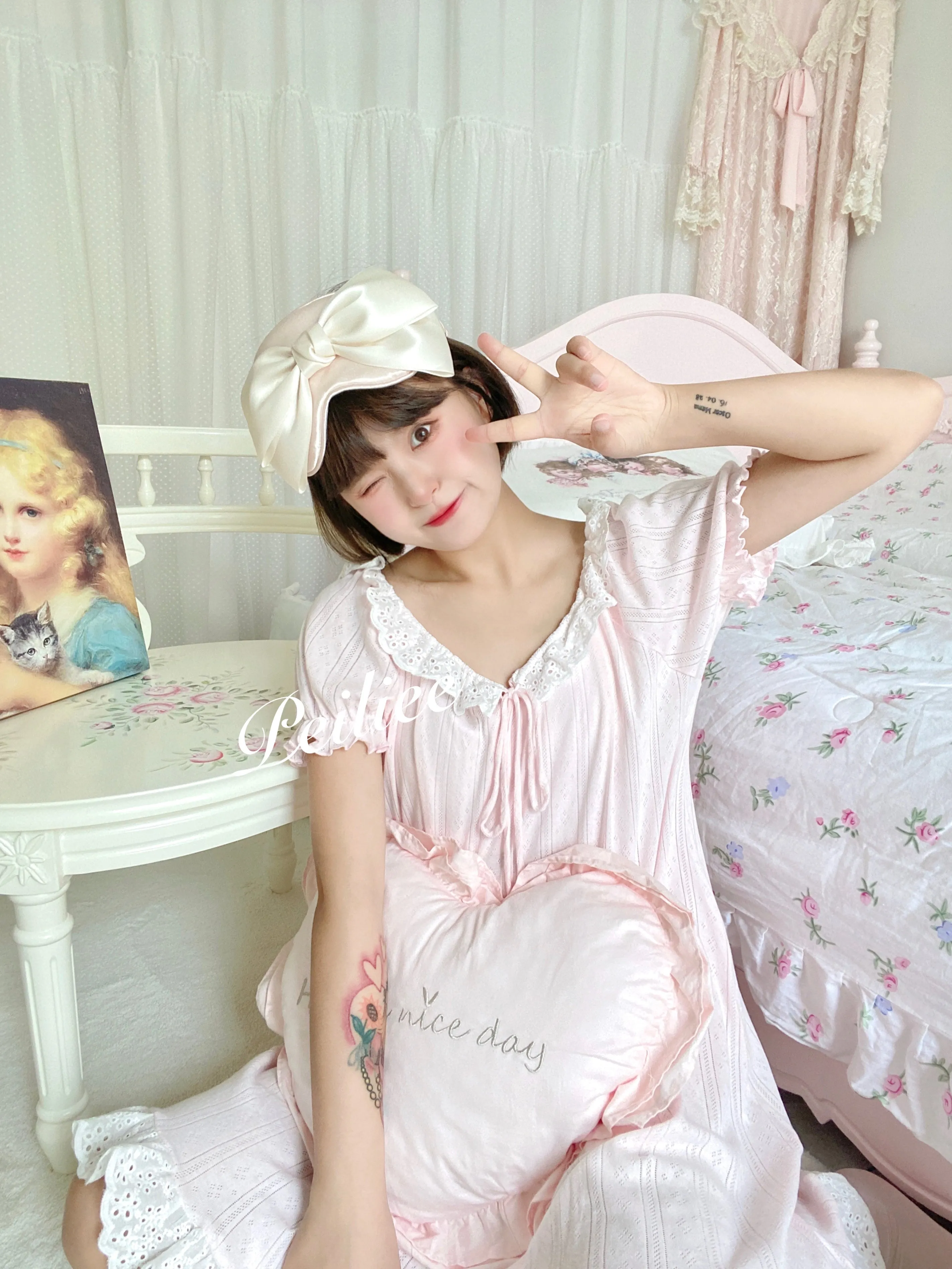 [Peiliee Design] Love is two hearts as one cotton sleepwear loungewear dress
