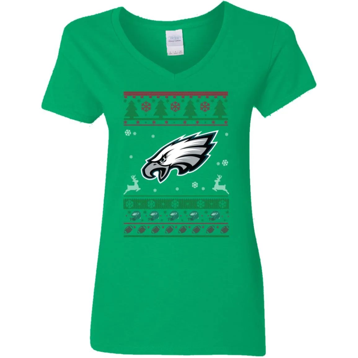 Philadelphia Eagles Logo Football Teams Ugly Christmas Sweater Women V-Neck T-Shirt