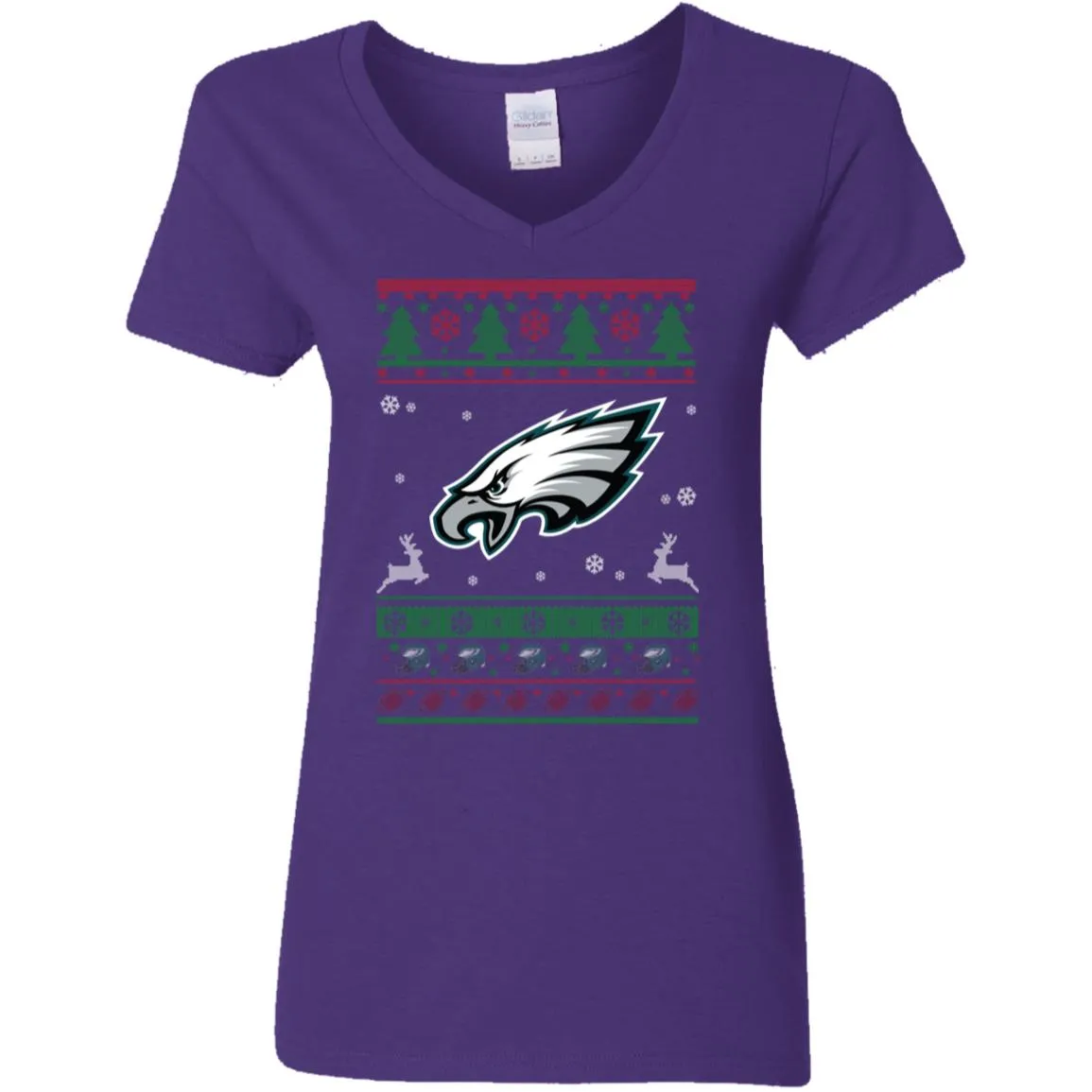 Philadelphia Eagles Logo Football Teams Ugly Christmas Sweater Women V-Neck T-Shirt